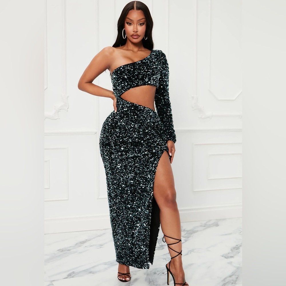 Sequin Asymmetrical Split Dress